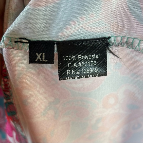 Tango Mango XL Smooth Stretch Sleeveless Tank Dress Pink Blue Paisley Floral - Picture 5 of 5